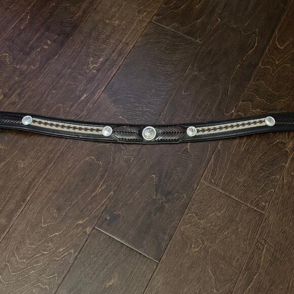 Tony Lama Mens Black Leather Western Buckle Belt Engraved Adjustable Sz 34 main image 4